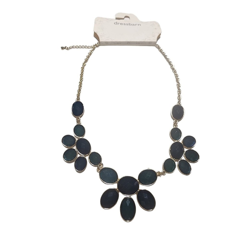 Dressbarn Gold and Green Statement Necklace